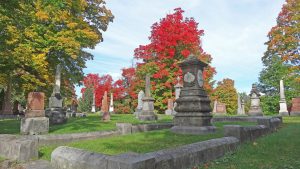 Autumn trees and monuments in Beechwood Cemetery